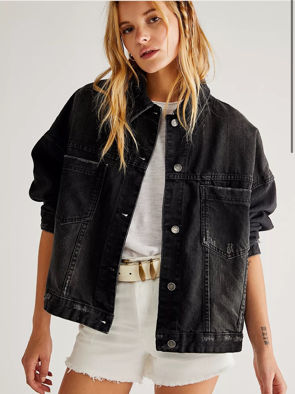 We The Free Opal Swing Denim Jacket in Black Size Xsmall